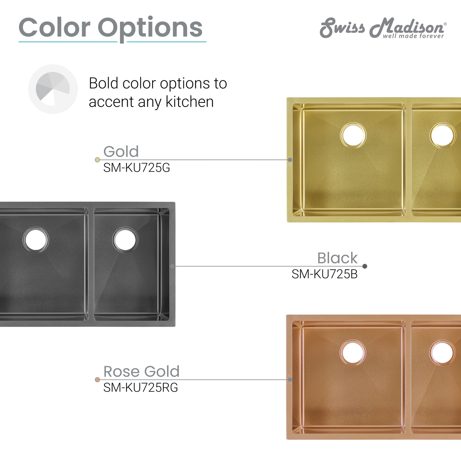 Swiss Madison Rivage 33" x 20" Dual Basin, Undermount Kitchen Sink - SM-KU725