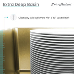 Swiss Madison Rivage 33" x 20" Dual Basin, Undermount Kitchen Sink - SM-KU725