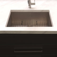 ZLINE 27 in. Meribel Undermount Single Bowl Stainless Steel Kitchen Sink with Bottom Grid, SRS-27