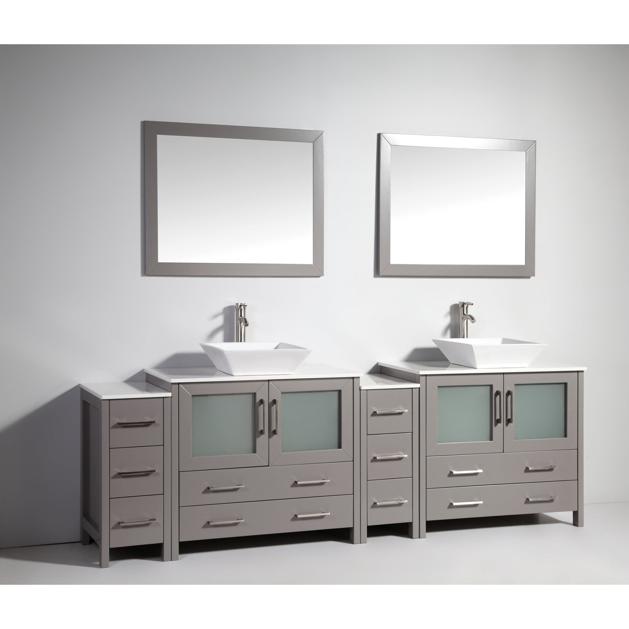 Vanity Art 96" Double Sink Vanity – White Ceramic Vanity Top with Double Basin Top in White Ceramic - CVC36-96