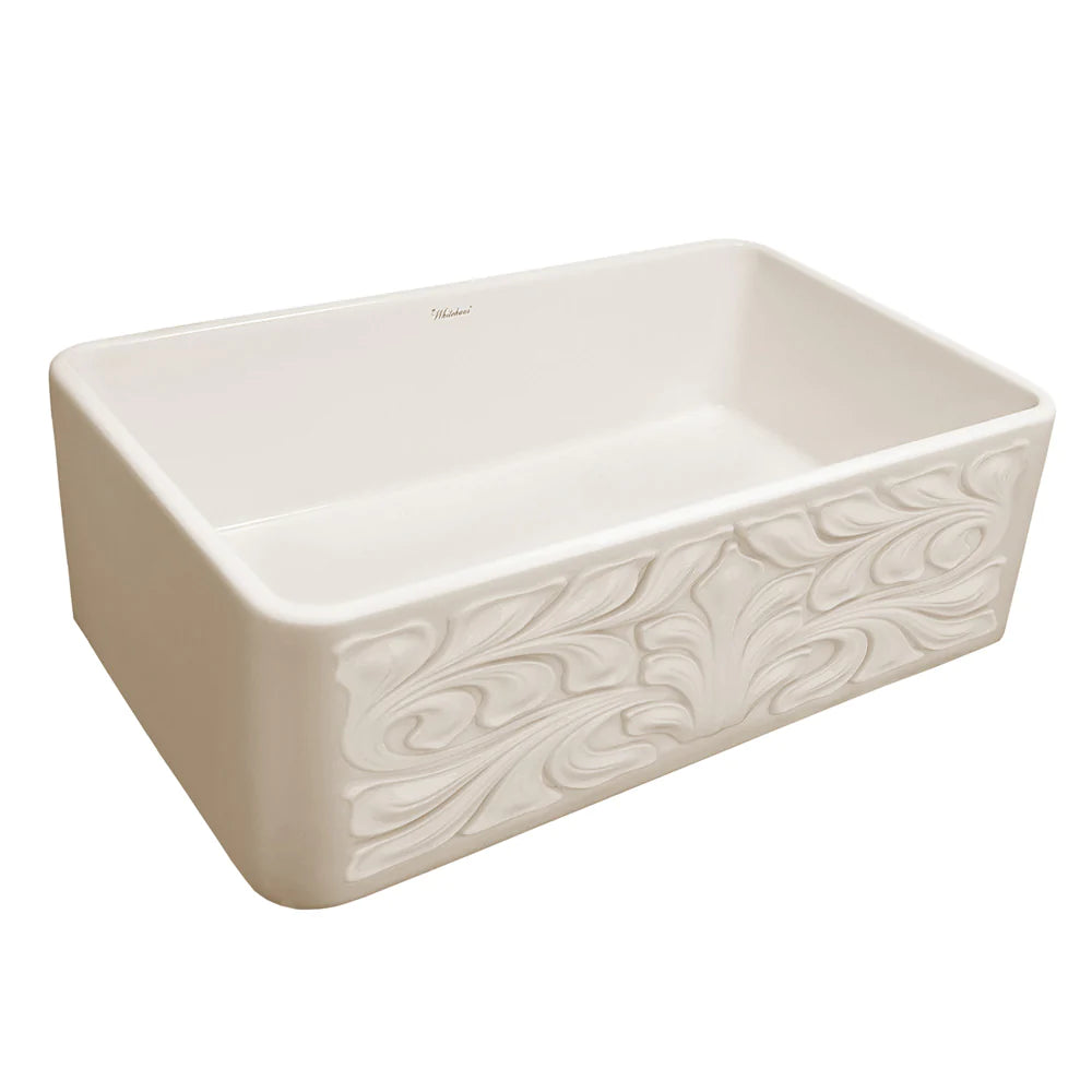 WHITEHAUS 30″ Reversible Series Fireclay Kitchen Sink with Gothichaus Design - WHFLGO3018