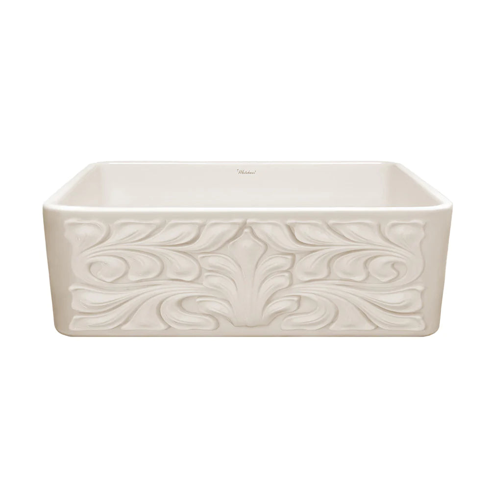 WHITEHAUS 30″ Reversible Series Fireclay Kitchen Sink with Gothichaus Design - WHFLGO3018