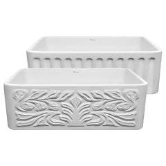 WHITEHAUS 30″ Reversible Series Fireclay Kitchen Sink with Gothichaus Design - WHFLGO3018