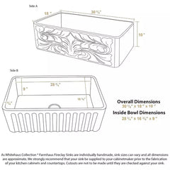 WHITEHAUS 30″ Reversible Series Fireclay Kitchen Sink with Gothichaus Design - WHFLGO3018