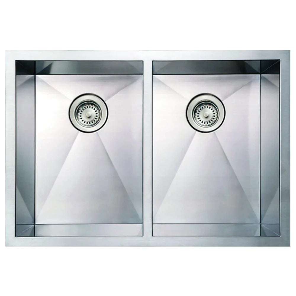 WHITEHAUS 30″ Stainless Steel Commercial Double Bowl Undermount Sink - WHNCM2920EQ