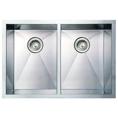 WHITEHAUS 30″ Stainless Steel Commercial Double Bowl Undermount Sink - WHNCM2920EQ