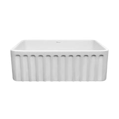 WHITEHAUS 30″ Reversible Series Fireclay Kitchen Sink with Concave Design on Front Apron - WHFLCON3018