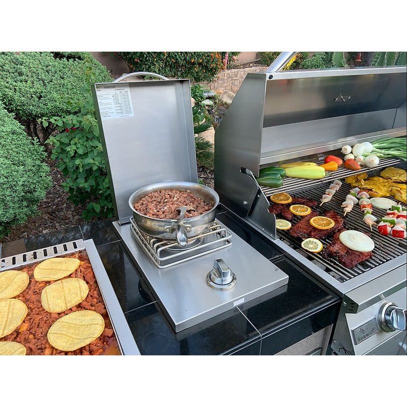 KoKoMo Teppanyaki, Griddle, Built-In BBQ Grill with Side Burner, Storage Drawers 7'6" - KO-7'6"-Tep-Side-5-Burn