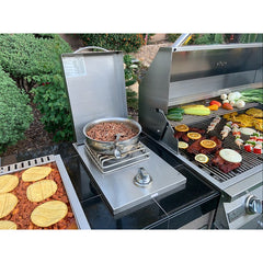 KoKoMo Teppanyaki, Griddle, Built-In BBQ Grill with Side Burner, Storage Drawers 7'6" - KO-7'6"-Tep-Side-5-Burn