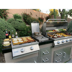 KoKoMo Teppanyaki, Griddle, Built-In BBQ Grill with Side Burner, Storage Drawers 7'6" - KO-7'6"-Tep-Side-5-Burn