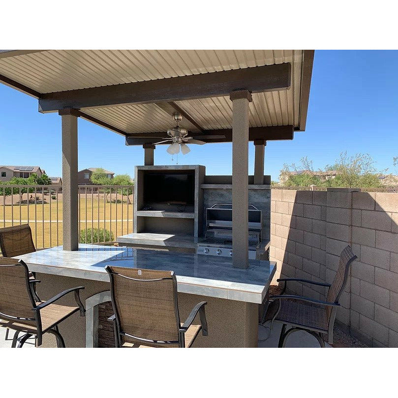 KoKoMo Outdoor Kitchen With T.V. built-in BBQ Grill & Pergola - Baja-top