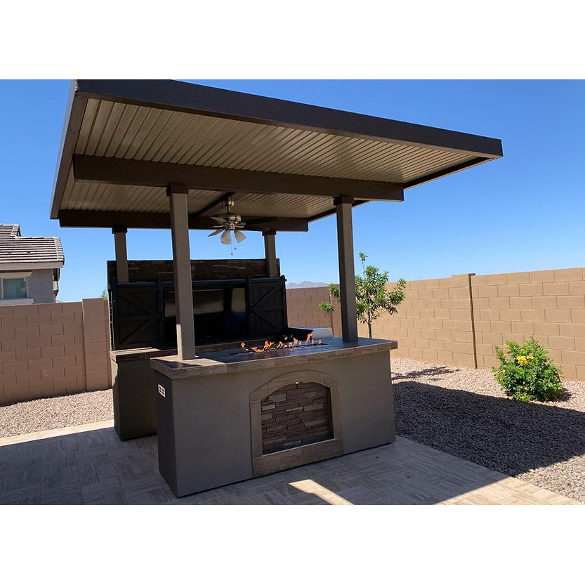 KoKoMo Barn Door TV Wall BBQ Island Pergola Firepit 4 Burner Built In BBQ St. Croix -odel# St.CroixBarnDoorTVWall