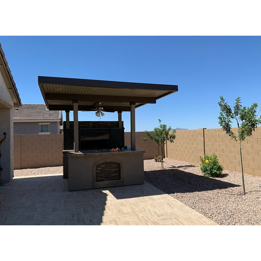 KoKoMo Barn Door TV Wall BBQ Island Pergola Firepit 4 Burner Built In BBQ St. Croix -odel# St.CroixBarnDoorTVWall
