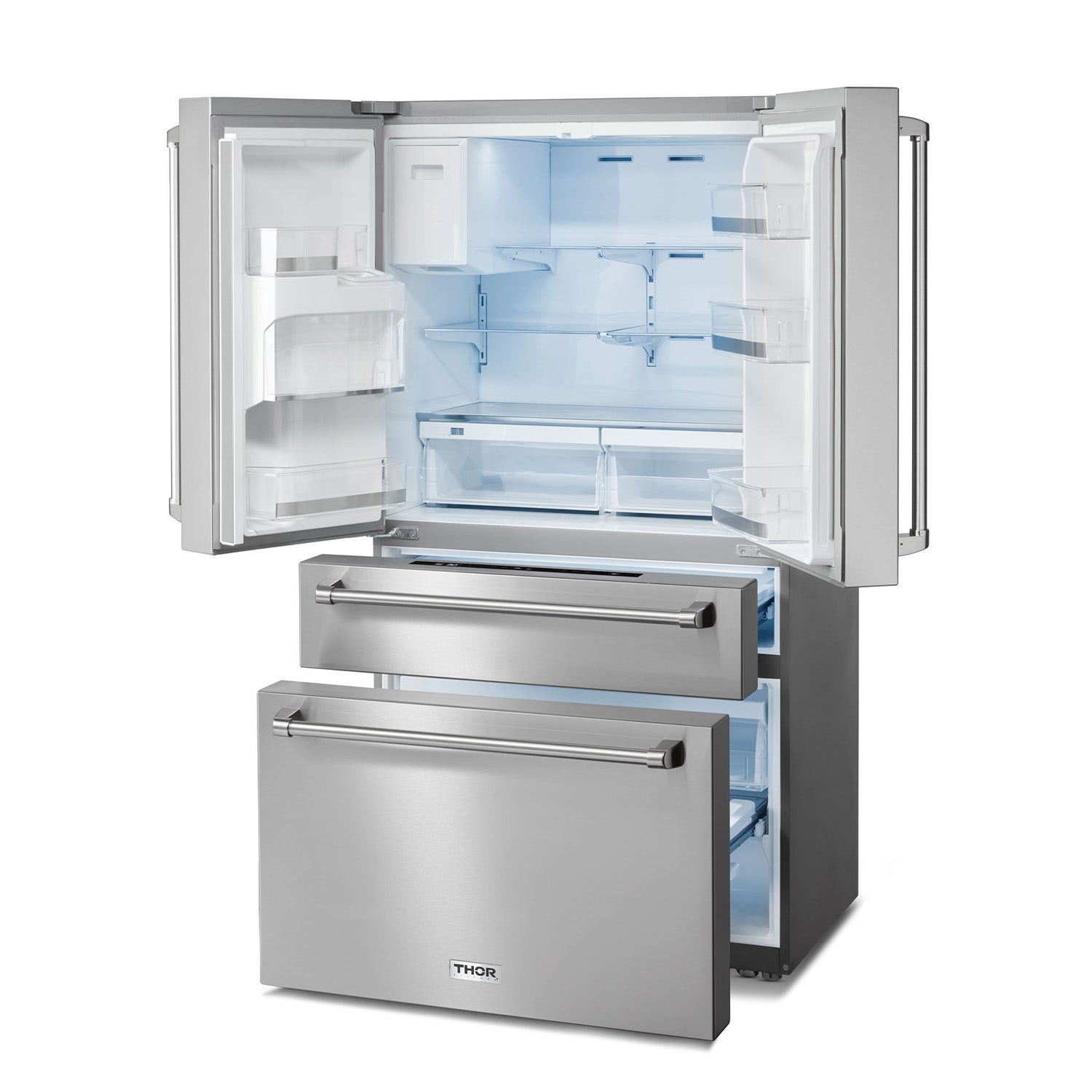 Thor Kitchen 36 Inch Professional French Door Refrigerator with Ice and Water Dispenser -  TRF3601FD