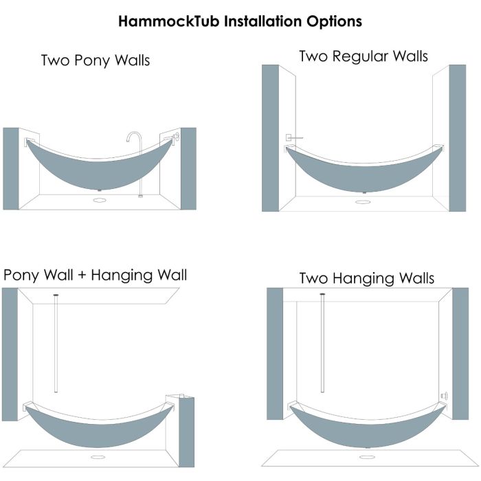 ALFI 79" Acrylic Suspended Wall Mounted Hammock Bathtub - HammockTub1