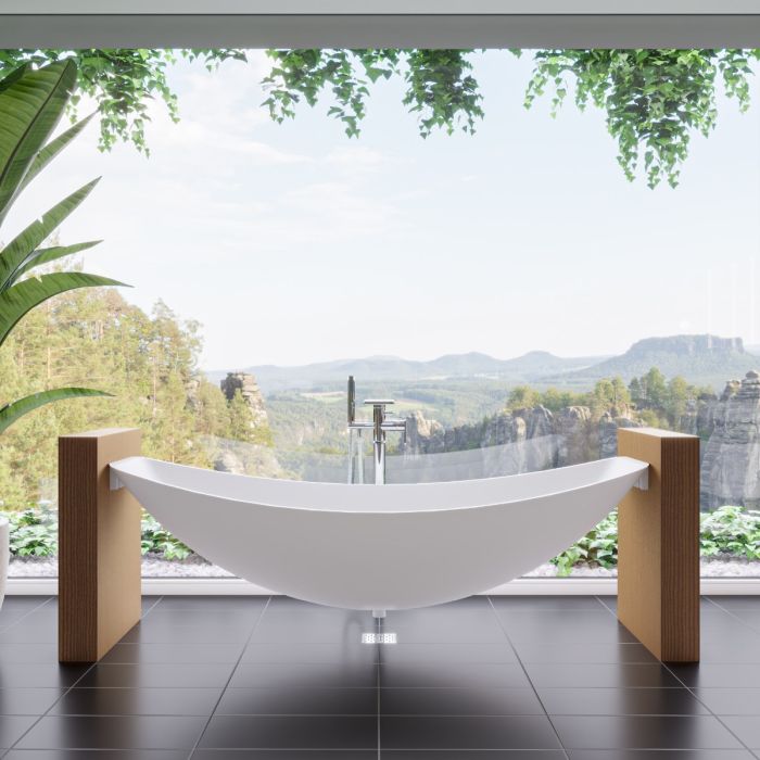 ALFI 79" Acrylic Suspended Wall Mounted Hammock Bathtub - HammockTub1