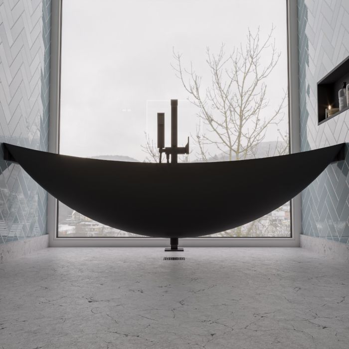 ALFI 79" Acrylic Suspended Wall Mounted Hammock Bathtub - HammockTub1