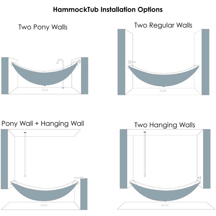 ALFI 79" Acrylic Suspended Wall Mounted Hammock Bathtub - HammockTub1