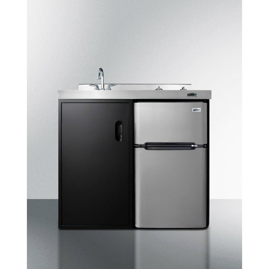 Summit 39" Wide All-In-One Kitchenette with Electric Smooth Top Burners - C39ELGLASSBK