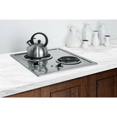 Summit 21" Wide 115V 2-Burner Coil Cooktop with 2 Elements, Hot Surface Indicator, ADA Compliant, ETL Safety Listed, Push-to-Turn Knobs in Stainless Steel - CR2B122