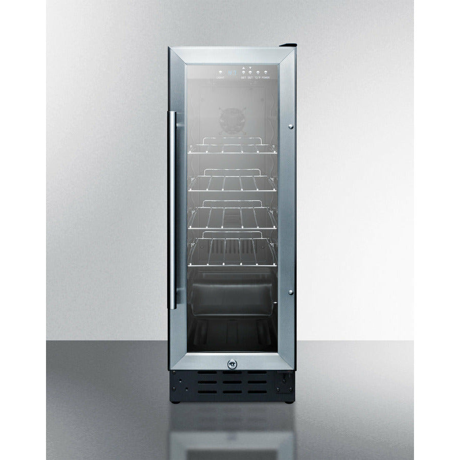 Summit 12" Wide Beverage Center with Glass Door, Factory Installed Lock, Adjustable Chrome Shelving, Digital Thermostat and Display - SCR1225B