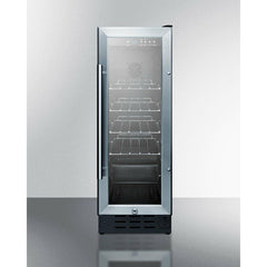 Summit 12" Wide Beverage Center with Glass Door, Factory Installed Lock, Adjustable Chrome Shelving, Digital Thermostat and Display - SCR1225B