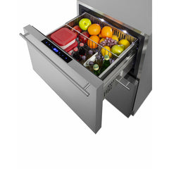 Summit 24" Wide 2-Drawer Refrigerator-Freezer with 3.9 cu. ft. Capacity, Frost Free Defrost, in Stainless Steel - SPRF34D