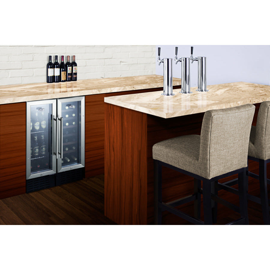 Summit 12" Wide Beverage Center with Glass Door, Factory Installed Lock, Adjustable Chrome Shelving, Digital Thermostat and Display - SCR1225B