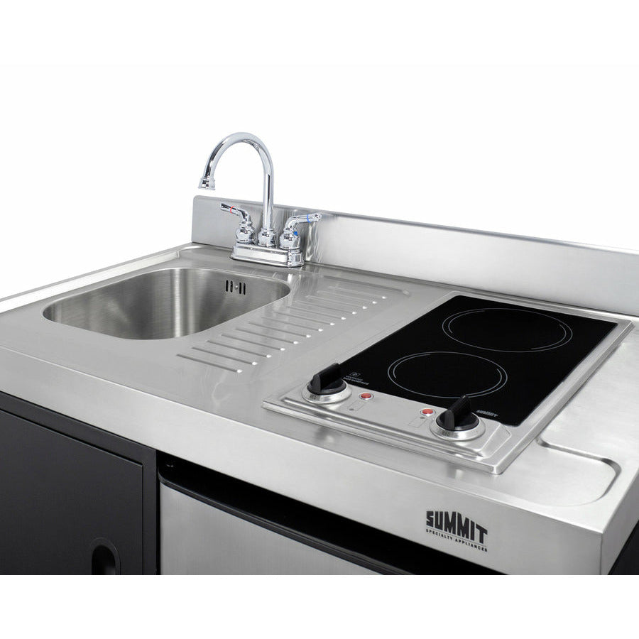 Summit 39" Wide All-In-One Kitchenette with Electric Smooth Top Burners - C39ELGLASSBK