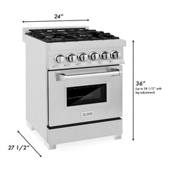 ZLINE 24” Professional DuraSnow® Dual Fuel Range RAS-SN-24