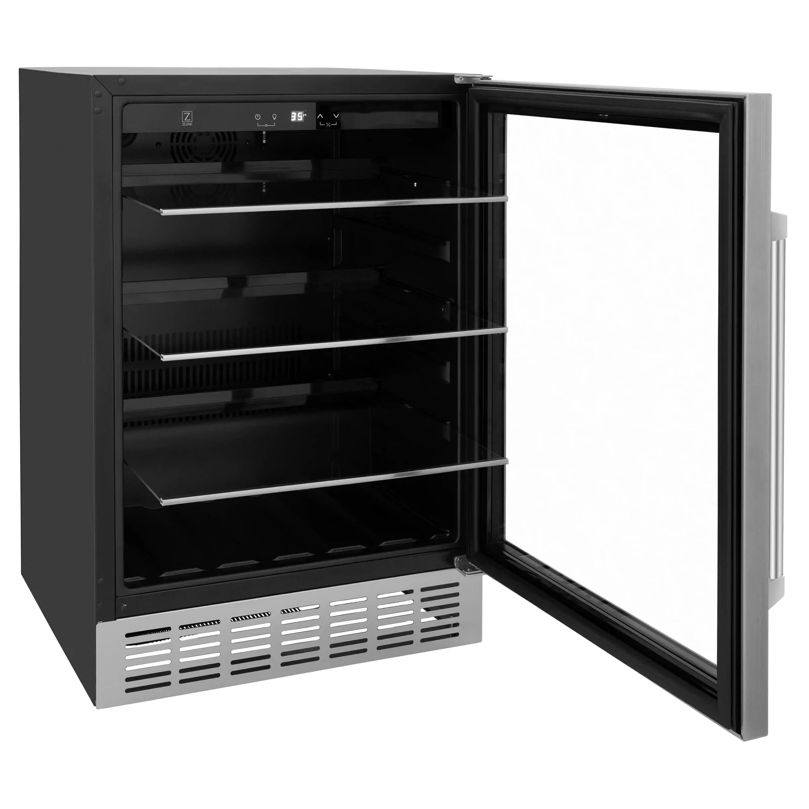 ZLINE 24" Monument 154 Can Beverage Fridge In Stainless Steel with Accents - RBV-US-24