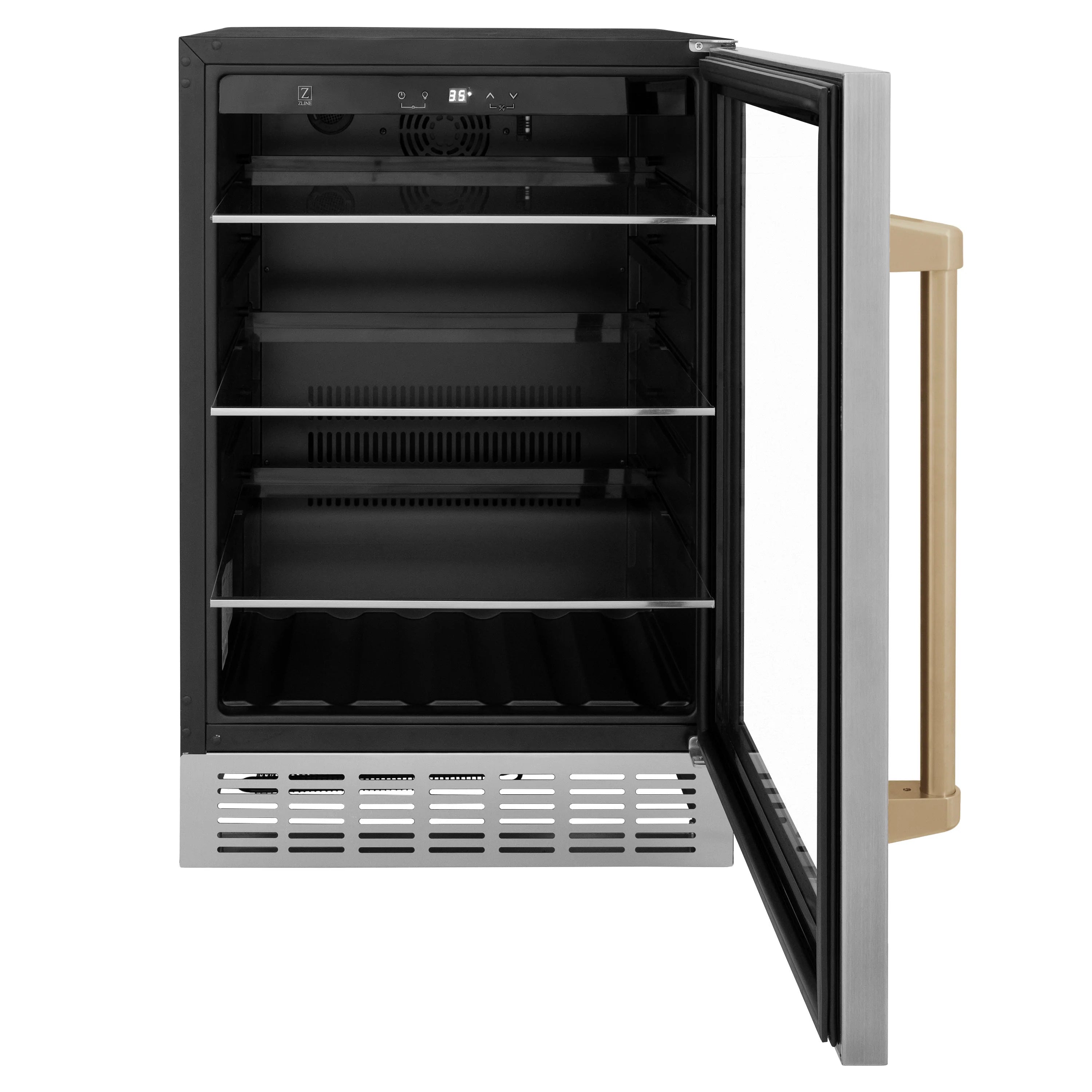 ZLINE 24" Monument 154 Can Beverage Fridge In Stainless Steel with Accents - RBV-US-24