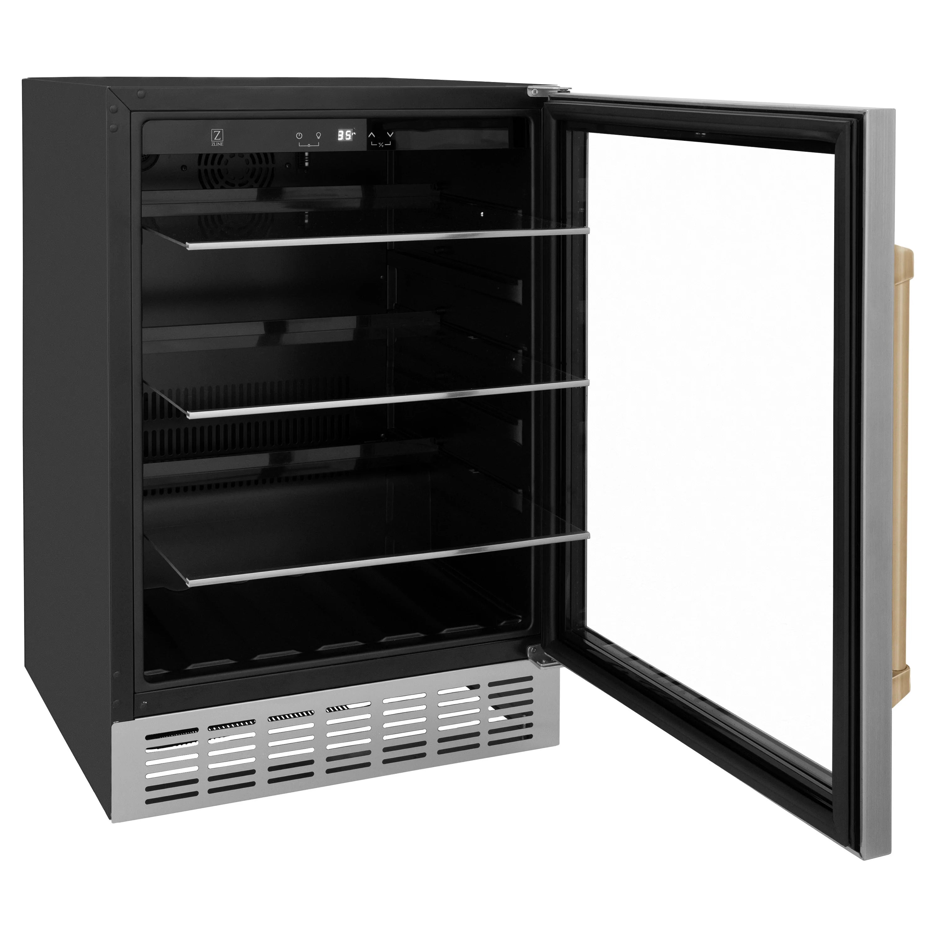 ZLINE 24" Monument 154 Can Beverage Fridge In Stainless Steel with Accents - RBV-US-24