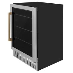 ZLINE 24" Monument 154 Can Beverage Fridge In Stainless Steel with Accents - RBV-US-24