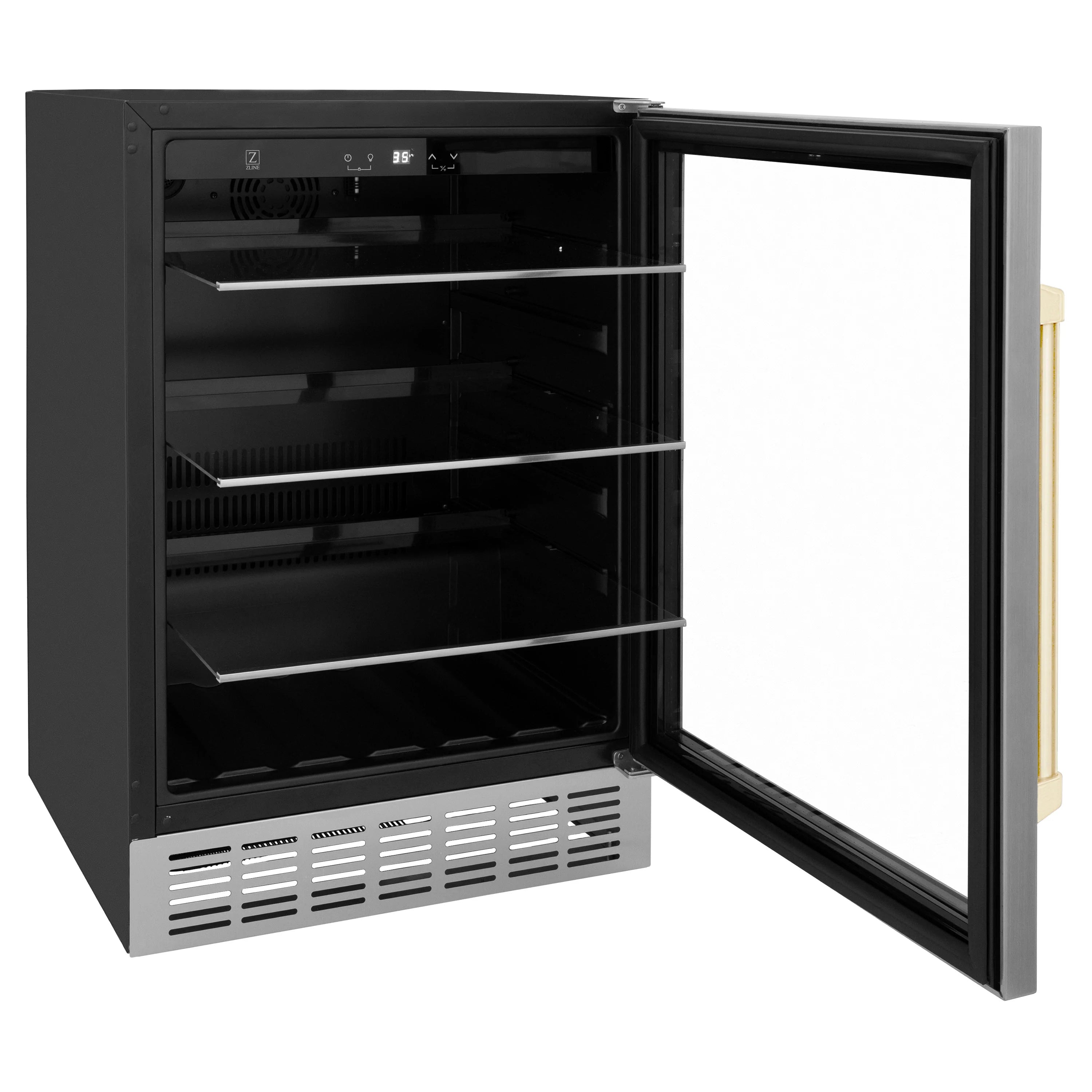 ZLINE 24" Monument 154 Can Beverage Fridge In Stainless Steel with Accents - RBV-US-24