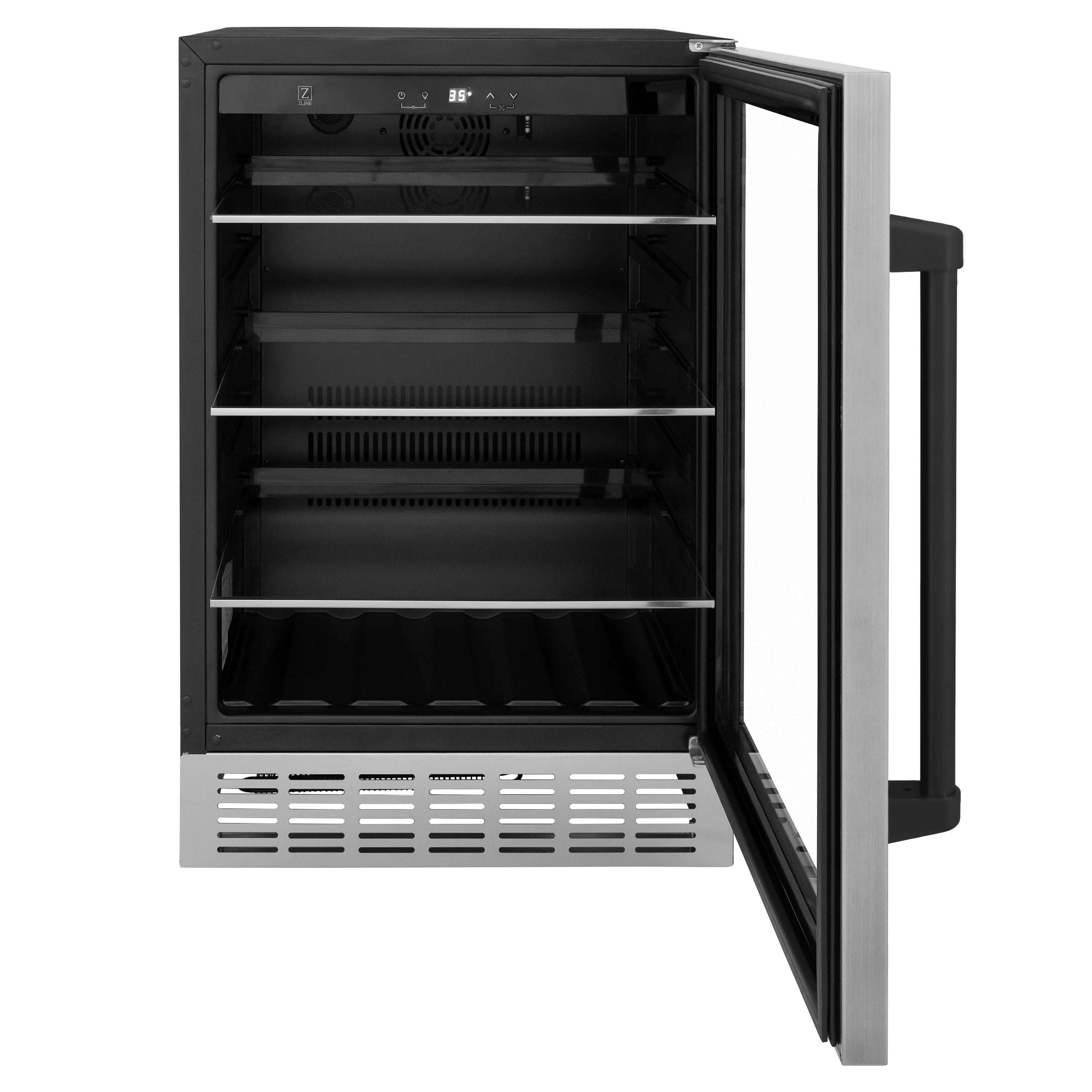 ZLINE 24" Monument 154 Can Beverage Fridge In Stainless Steel with Accents - RBV-US-24