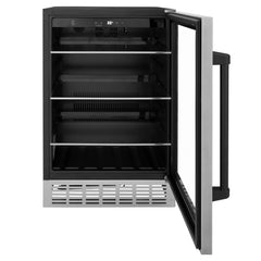 ZLINE 24" Monument 154 Can Beverage Fridge In Stainless Steel with Accents - RBV-US-24