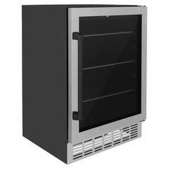 ZLINE 24" Monument 154 Can Beverage Fridge In Stainless Steel with Accents - RBV-US-24