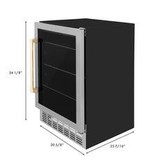 ZLINE 24" Monument 154 Can Beverage Fridge In Stainless Steel with Accents - RBV-US-24
