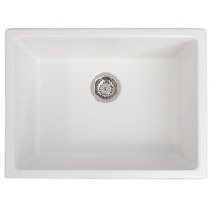 ZLINE 24 in. Rome Dual Mount Single Bowl Fireclay Kitchen Sink with Bottom Grid - FRC5123-CL-24