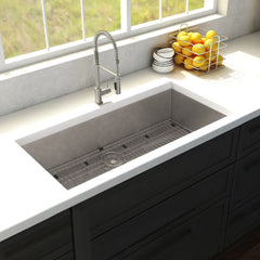 ZLINE 33 in. Meribel Undermount Single Bowl Stainless Steel Kitchen Sink with Bottom Grid, SRS-33