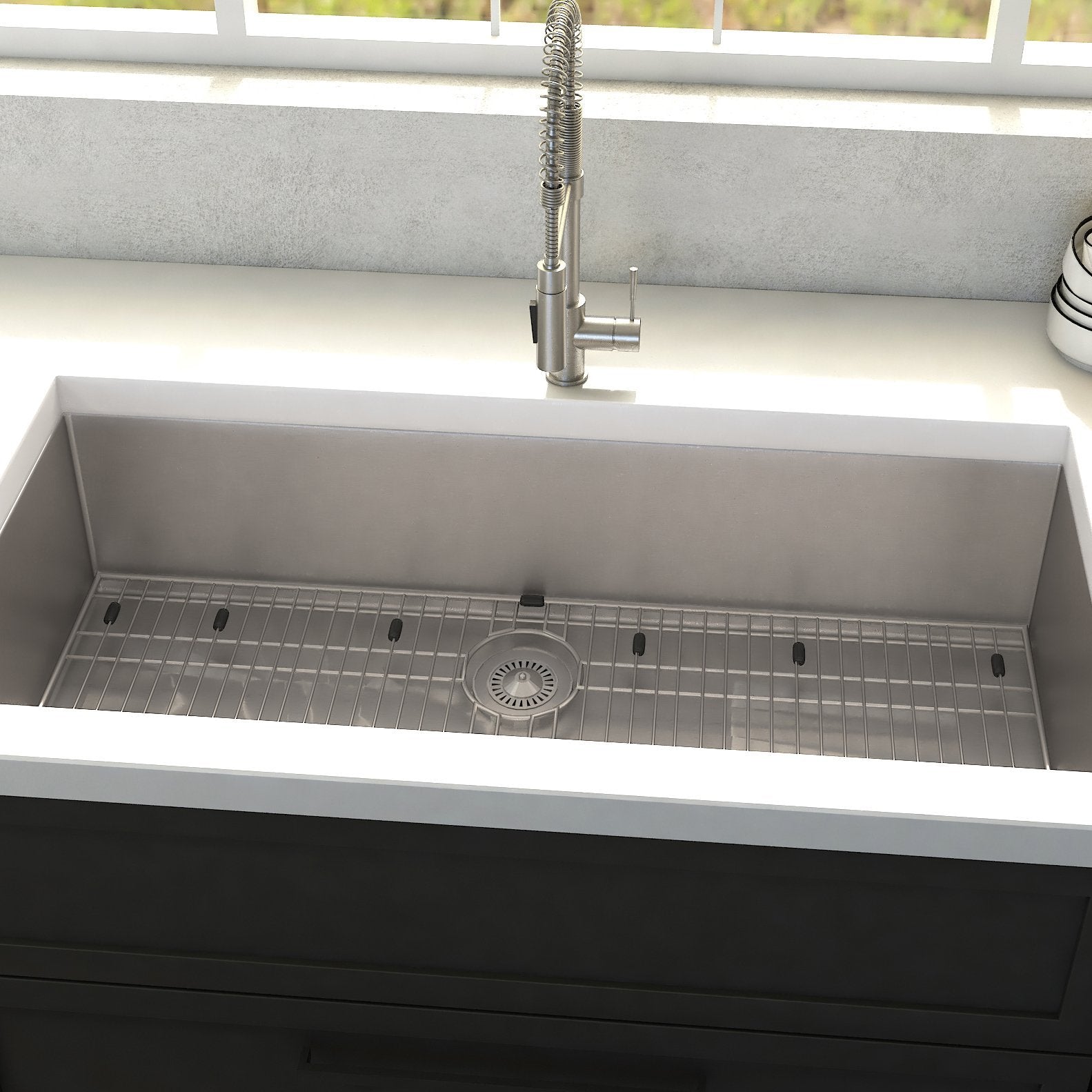 ZLINE 33 in. Meribel Undermount Single Bowl Stainless Steel Kitchen Sink with Bottom Grid, SRS-33