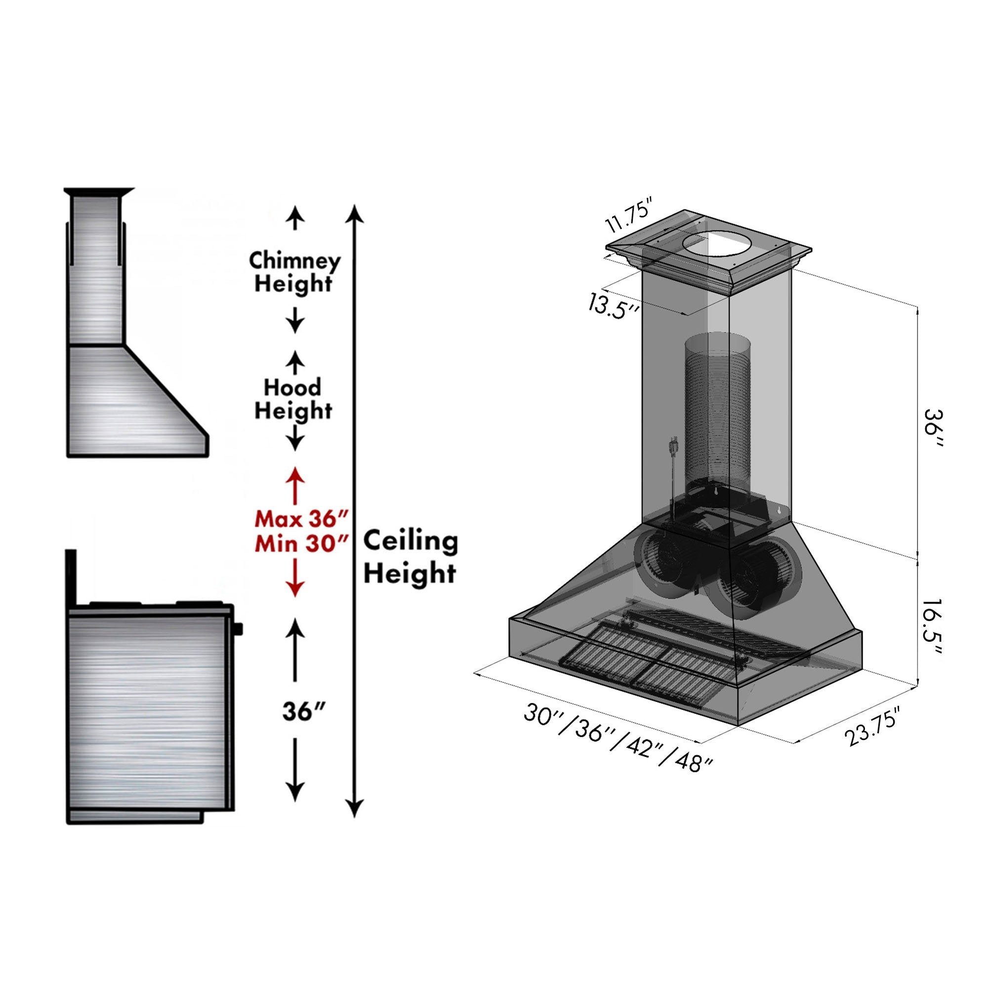 ZLINE Convertible Vent Designer Series Wall Mount Range Hood in DuraSnow™ Stainless Steel - 655-4SSSS