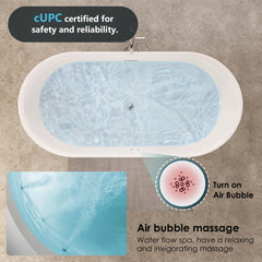Altair Royce 67" x 32" Flatbottom Freestanding Acrylic Soaking Bathtub in Glossy White with Drain and Integrated Overflow - 53467-BAT-WH