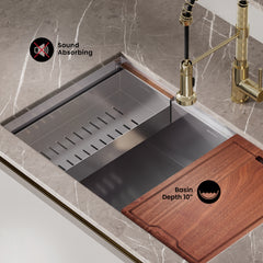 Swiss Madison Rivage 32 x 19 Single Basin Undermount Kitchen Workstation Sink - SM-KU749 - The Home Selection