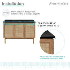 Swiss Madison Classe 48" Freestanding Bathroom Vanity in Golden Oak with Black Sink Top - SM-BV665MB