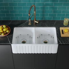 Swiss Madison Delice 33" x 18" Duo Ceramic Farmhouse Sink - SM-KS246 - The Home Selection