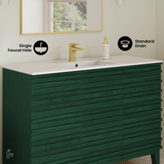Swiss Madison Cascade 48" Freestanding Bathroom Vanity in Green Oak with Sink Top - SM-BV557GA