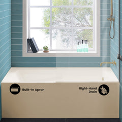 Swiss Madison Voltaire 60" X 32" Right-Hand Drain Alcove Bathtub with Apron in Bisque - SM-AB542BQ - The Home Selection