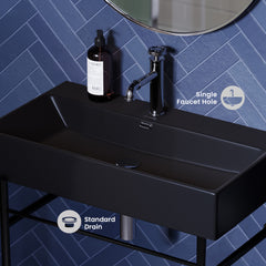 Swiss Madison Claire 30" Console Sink Matte Black Basin w/ Legs - SM-CS7